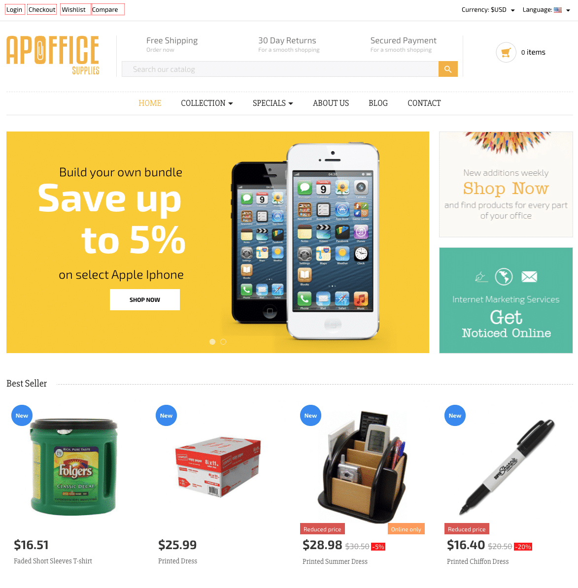 thème gratuit Prestashop 1,7
